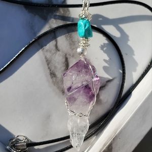 🌟2 for $20 - Genuine Raw Amethyst Wire-wrapped Necklace